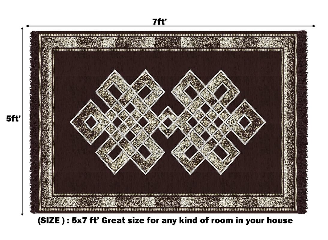 BSB HOME Heavy Fabric Velvet Touch Superfine Chenille Bedroom, Hall, Living Room, Drowing Room, Yoga Hall Carpet |54" Inch X 84" Inch | 5ft X 7ft I 150 Cm X 210 Cm (Light Brown), Large Rectangle 3