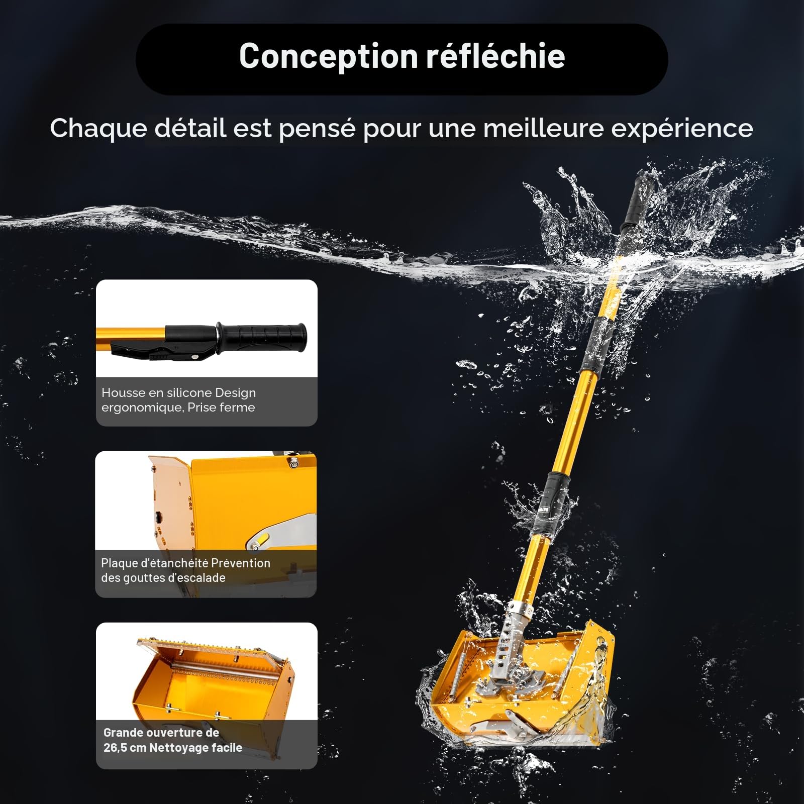 Outils de finition plats pour cloison sèche avec poignée extensible avec poignée réglable Boîte Set réglable en poudre de plâtre de finition de la truelle outil de mise à niveau Drywall Processing