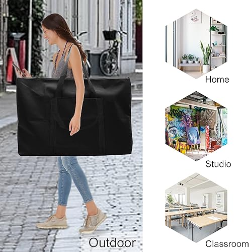 Miniatura 6 de Cupohus Bolsa de arte impermeable de 25 x 37 pulgadas para obras de arte de 24 x 36 pulgadas con bolsillos exteriores y asa, bolsa de almacenamiento