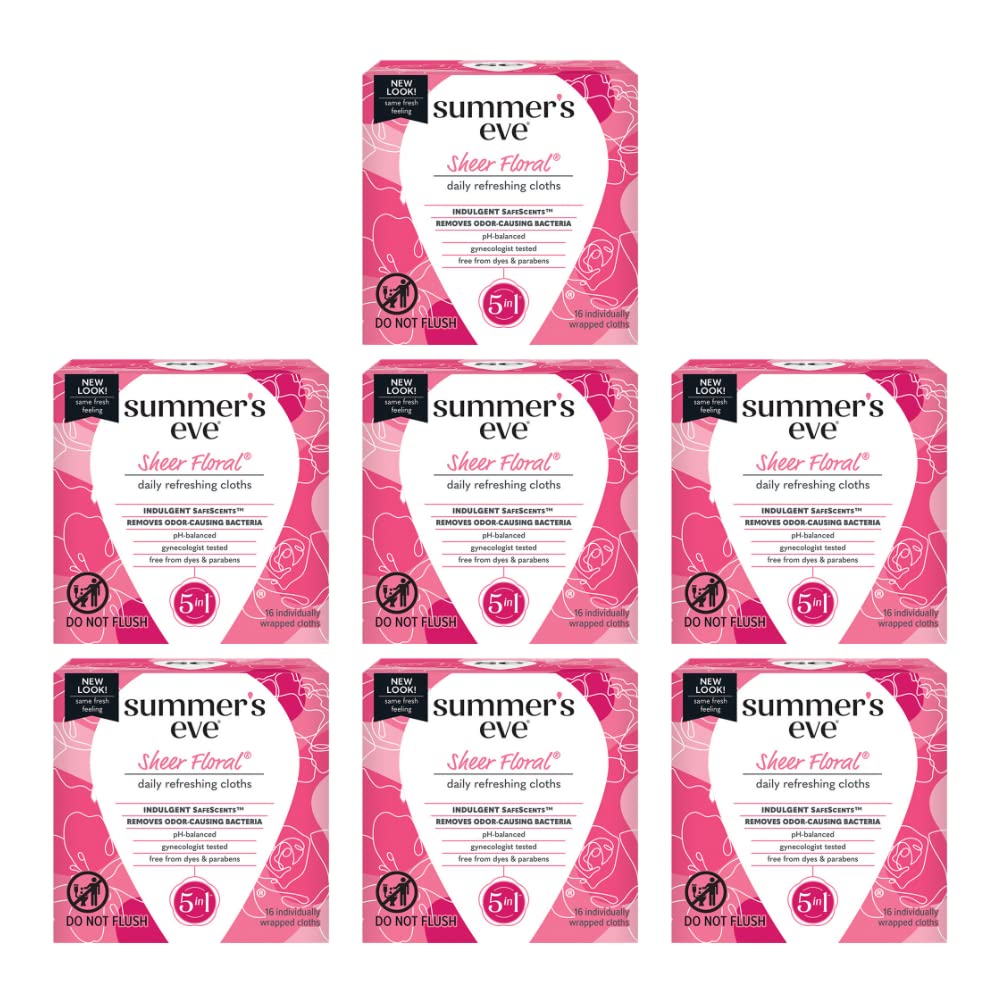 Summer's Eve Eve Cleansing Cloths for Sensitive Skin, Sheer Floral 16 ea (Pack of 7)