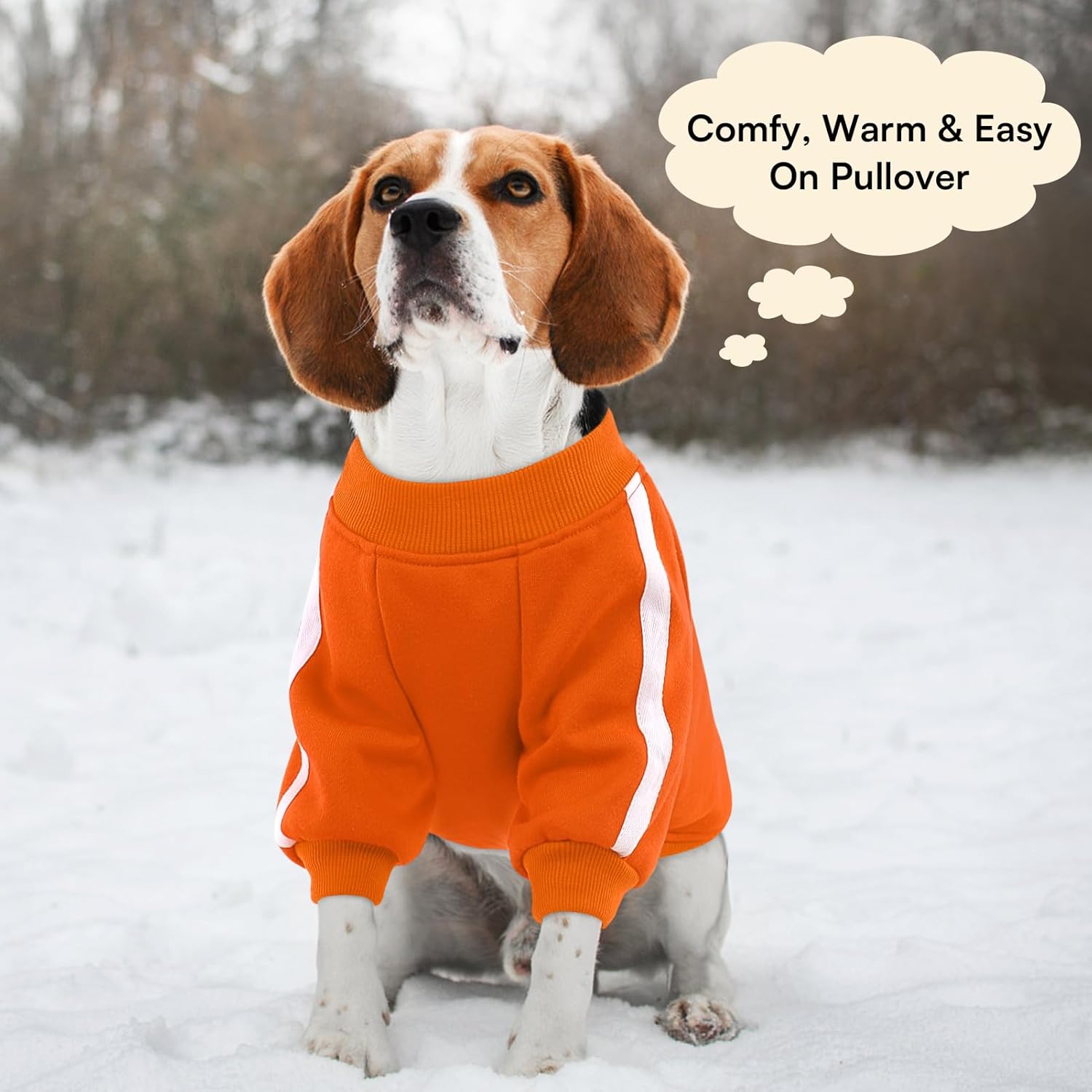 Queenmore Cozy Fleece Dog Sweater Small, Soft Pullover Dog Sweatshirt, Warm Winter Fleece Jacket with Leash Hole/Reflective Stripes for Small Medium Large Dogs Orange