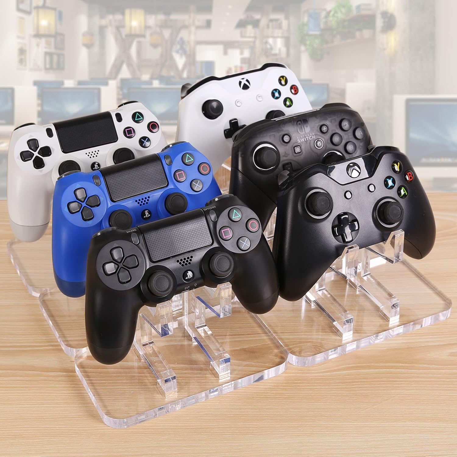 OAPRIRE Universal Controller Holder for PS4 PS5 Xbox ONE Switch, Controller Stand Gaming Accessories, Build Your Game Fortresses (Clear)