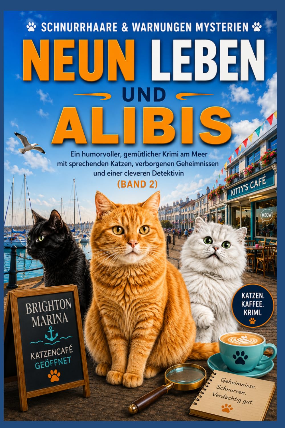 Neun Leben und Alibis: Ein humorvoller, gemütlicher Krimi am Meer mit sprechenden Katzen, verborgenen Geheimnissen und einer cleveren Detektivin (Band 2) (Schnurrhaare & Warnungen Mysterien)