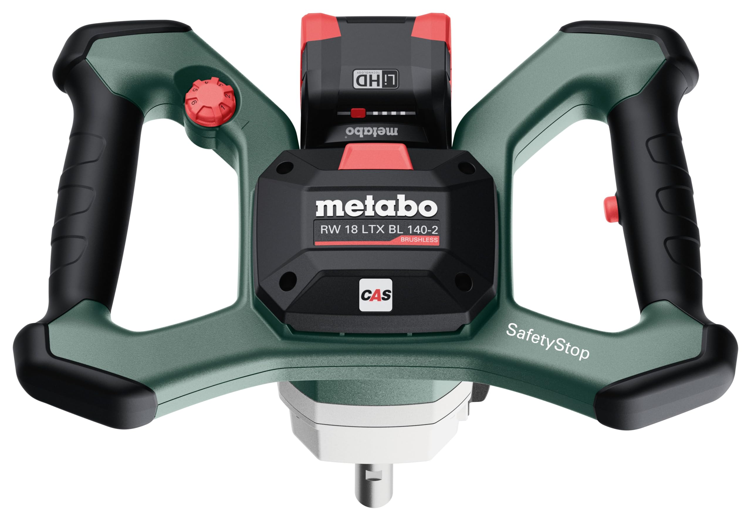 metabo RW 18 LTX BL 140-2 Mezclador de Mortero, Batidor 18V, Motor | Herramienta a batería para 50 L, rosca M14, SoftStart y SafetyStop. Incluye varilla RS-R3 140 mm sin batería ni cargador.