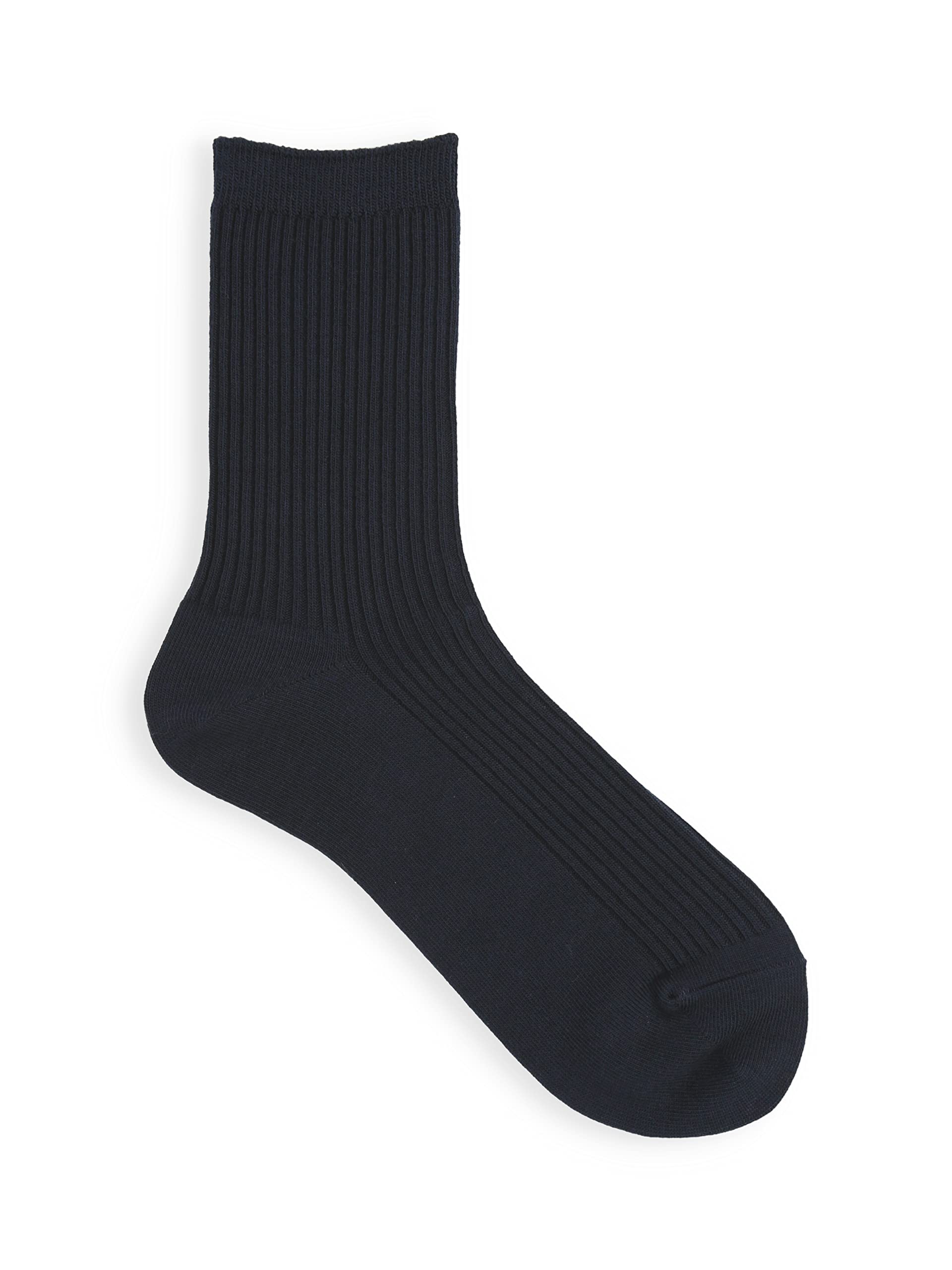 Tabio Made in Japan Women 2x2 Rib Crew Socks Cotton Navy Con Blue