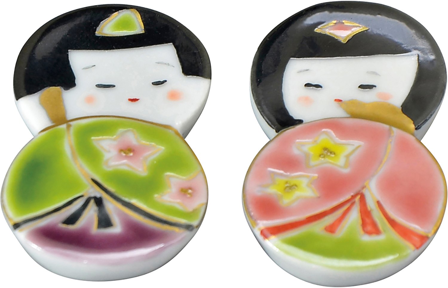 Kyo Ware Kiyomizu Chopstick Rest Pair Hinawarabe Porcelain Gift Box Japan