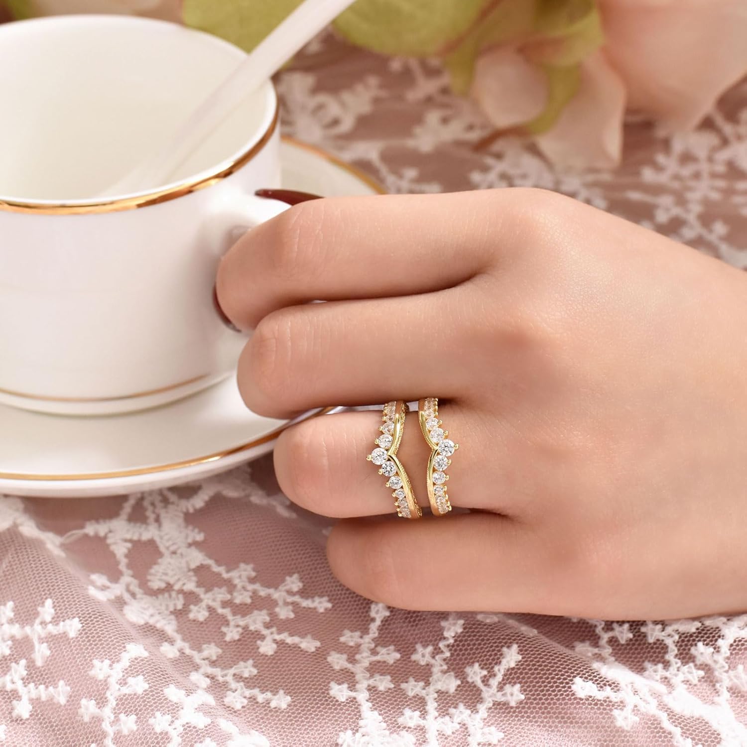 Wuziwen Wedding Guard Ring Enhancers for Engagement Rings Womens CZ 925 Sterling Silver Size 5-12 - Image 4