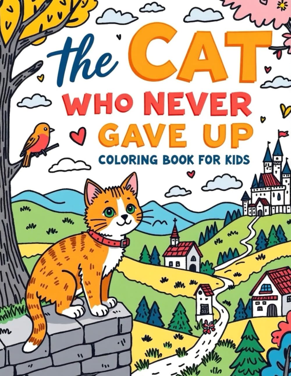 The Cat Who Never Gave Up Coloring Book for Kids: An Inspirational Coloring Story About Courage, Perseverance, and Self-Belief for Ages 6–14 (Animals coloring book for kids)