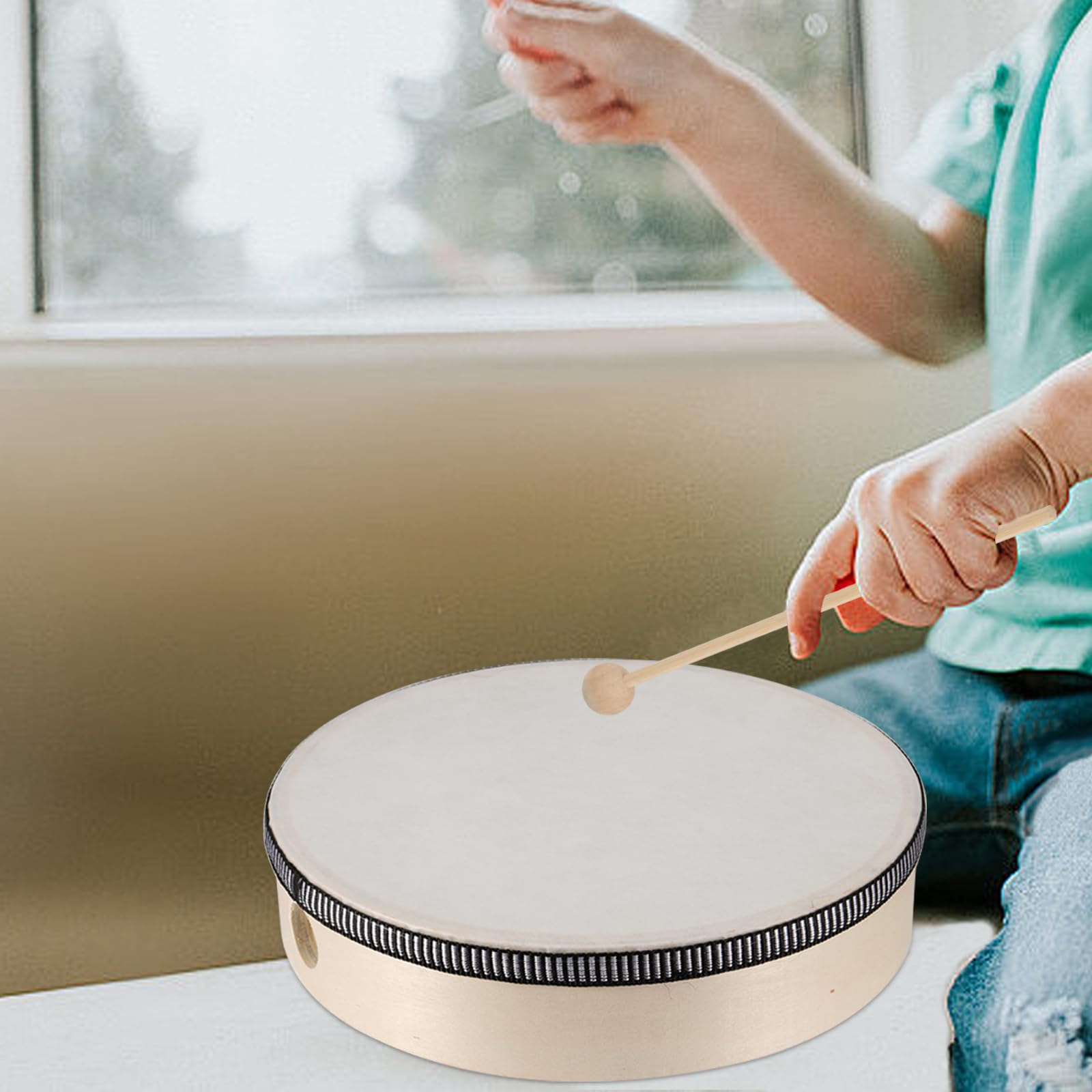 Confezione da 4 tamburi a mano, 4 misure con 4 bacchette per apprendimento del ritmo, spettacoli musicali, feste e appassionati di percussioni, 15,2 cm, 17,8 cm, 20,3 cm, 25,4 cm