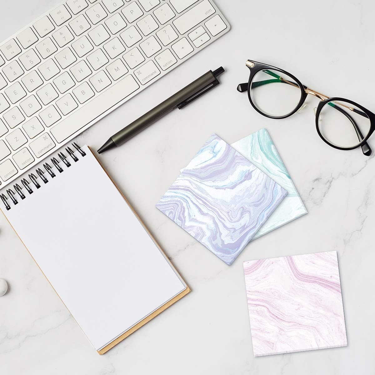 6 Pack Marble Adhesive Sticky Note Pads 3x3 Inch Self-Stick Note for Office Notepads Home School