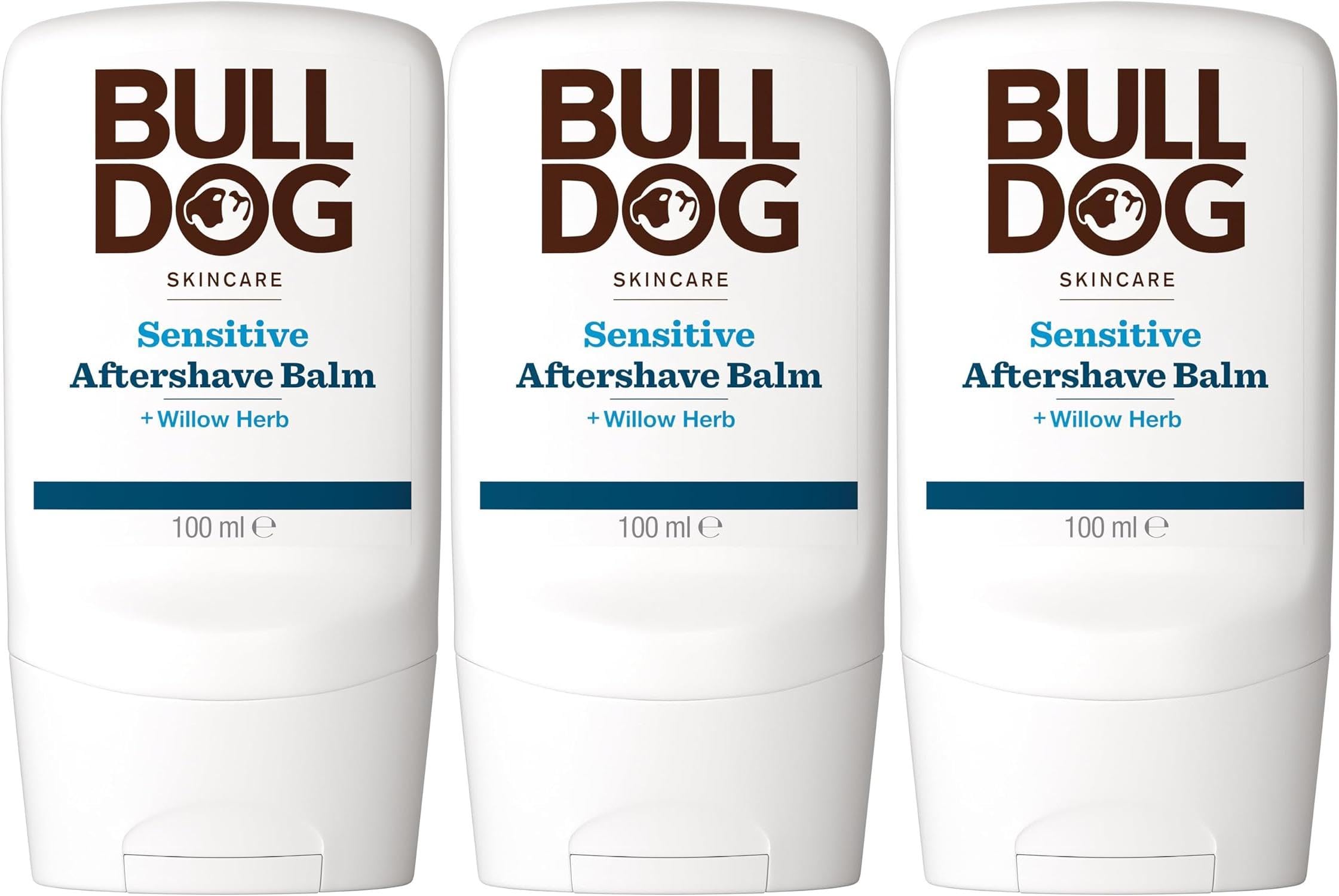 BULLDOG Cura della pelle - Balsamo dopobarba sensibile per uomo, idrata e lenisce, 100 ml x 3 confezioni