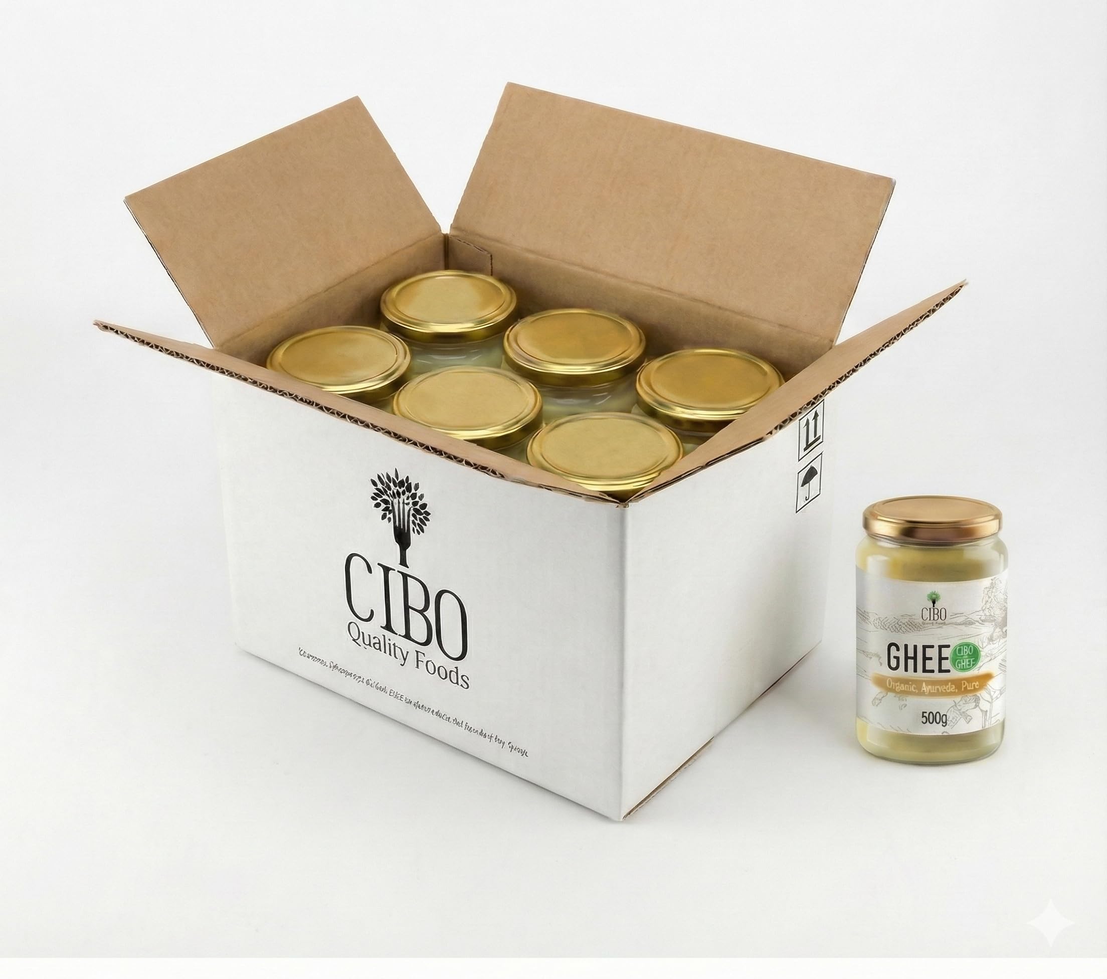 Cibo Bio Ghee Butter 6x500g Packung - Milch aus Parma und Reggio Emilia - Hergestellt in Italien - Weidekühe - Rauchpunkt 250°C - Aus zentrifugierter Sahne