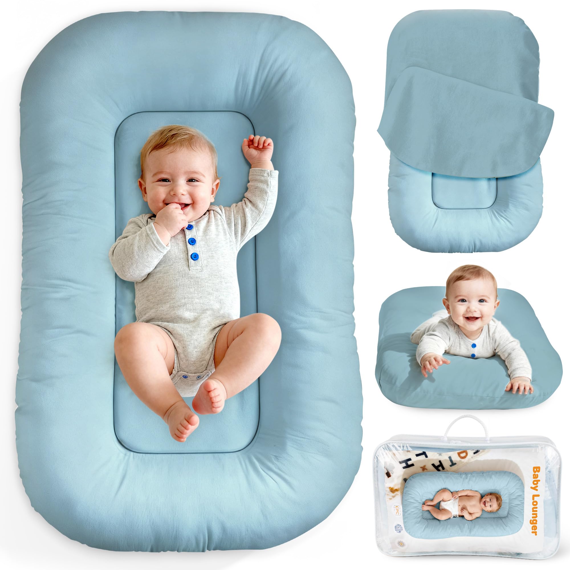 Infant Support Cushion & Baby Support Cushion for Newborn 0-24 Months, Breathable Cotton Pad, Supervised Use, Portable Infant Essentials for Travel