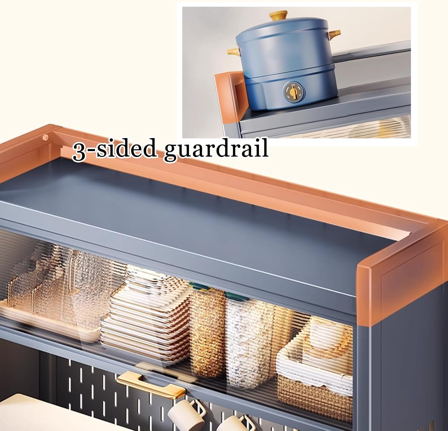 JKGHK 6-Tier Tall Kitchen Bakers Rack, Kitchen Storage Hutch Cupboard Cabinet with Adjustable Foot, Open Kitchens Pantry Storage Shelves for Spices, Pots, Pans(60cm/23.6in)