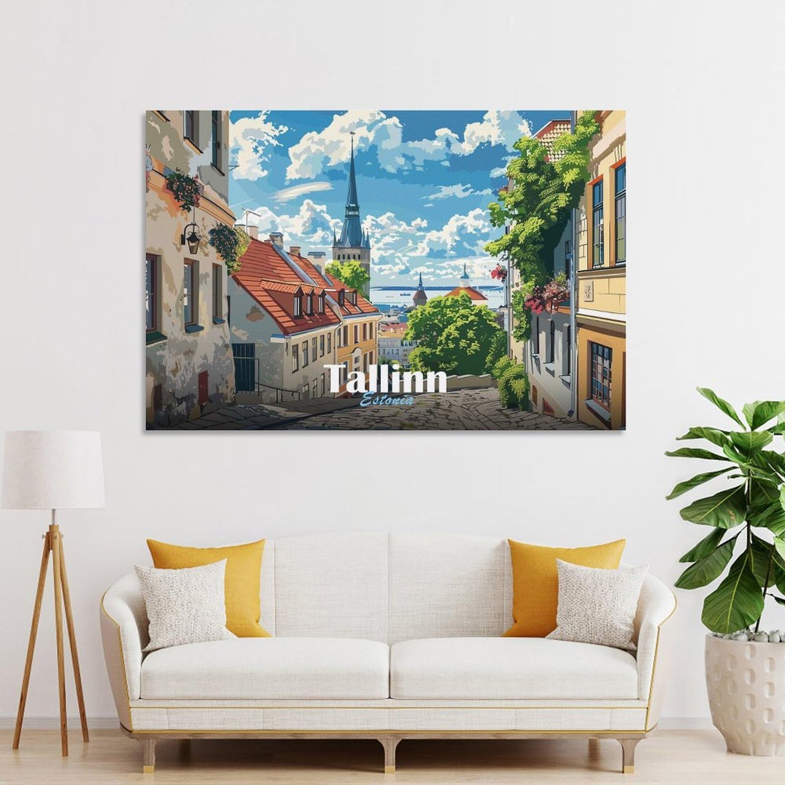 Junmoney Unframe-Style-21 Canvas Art Print Tallinn Cityscape, 12X18inch(30X45cm), For Contemporary Homes, Apartments Or Offices, Decorative Canvas Decor For Home Updates