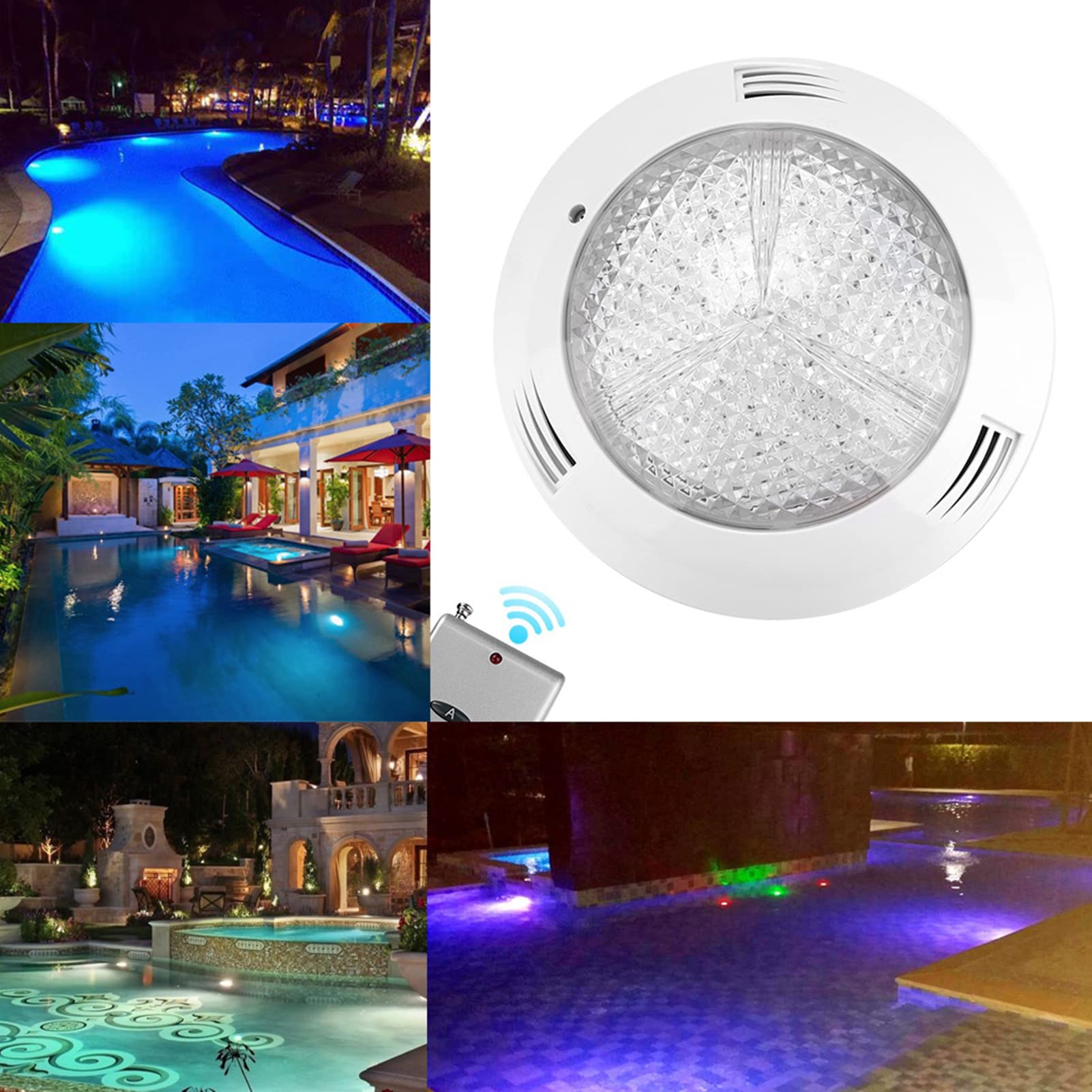 Unterwasserlicht, Mehrfarbige 360-LED-Poolbeleuchtung mit Fernbedienung, 35-W-RGB-Tauchbrunnenlampe für Teich, wasserdichte Wasserbeleuchtung für den Außenbereich mit 360°-Heller Beleuchtung