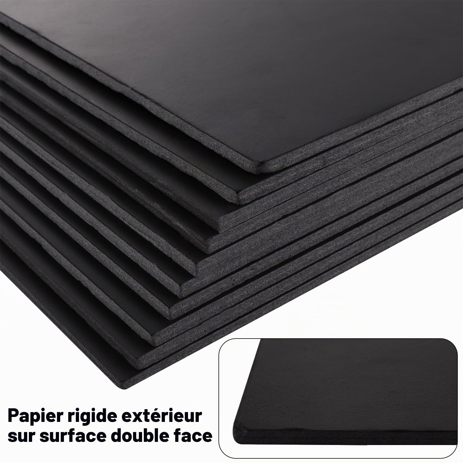ASelected Lot de 10 planches de mousse de polystyrène A2, 5 mm d'épaisseur, pour modélisme, montage de photos, présentations, projets d'art et d'artisanat, 594 x 420 mm - Noir
