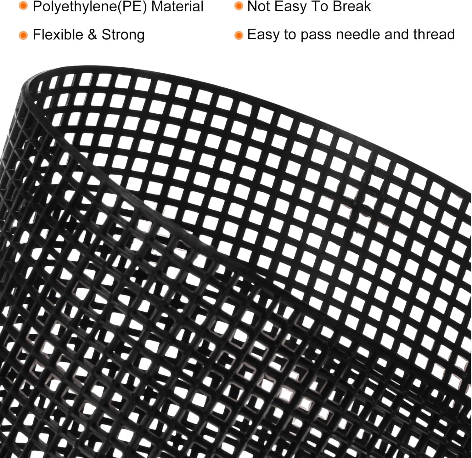HARFINGTON 4Pcs Plastic Mesh Canvas Sheets 13"x20" 7 Count Rectangle Hole Blank Canvas Black for Embroidery Needlepoint, Knit Crochet Yarn Crafting