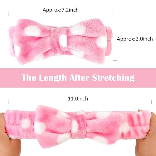 Miniatura 2 de 6 diademas de spa, banda para el pelo con lazo, diadema de maquillaje de vellón coral suave, banda para el cabello para lavar la cara, diademas de