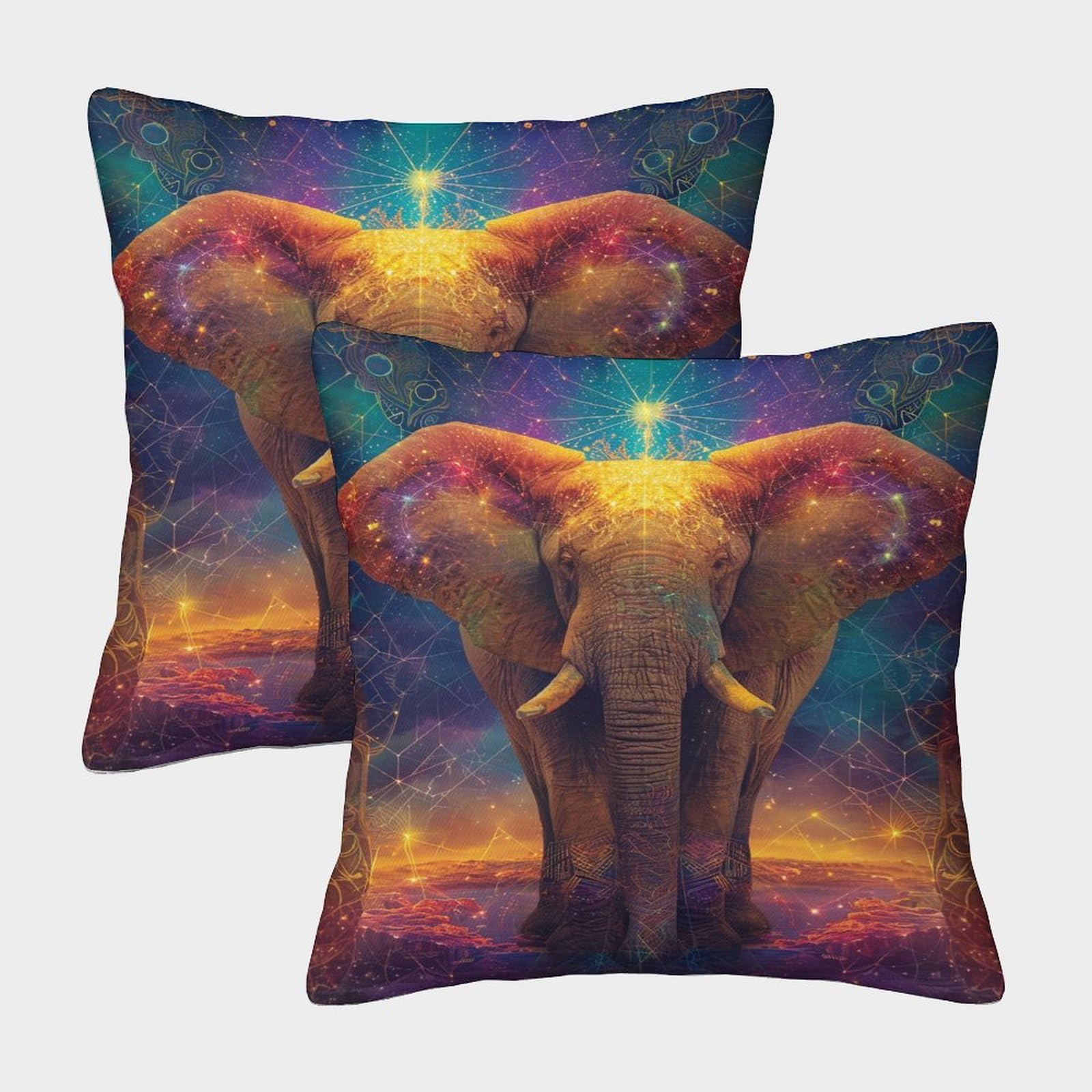 GPARSDDIO Elephant 2pc set Homeware Cushions Invisible Zipper Decorative Throw Pillow for Living Room Bedroom Couch Sofa Chair Outdoor 45x45cm