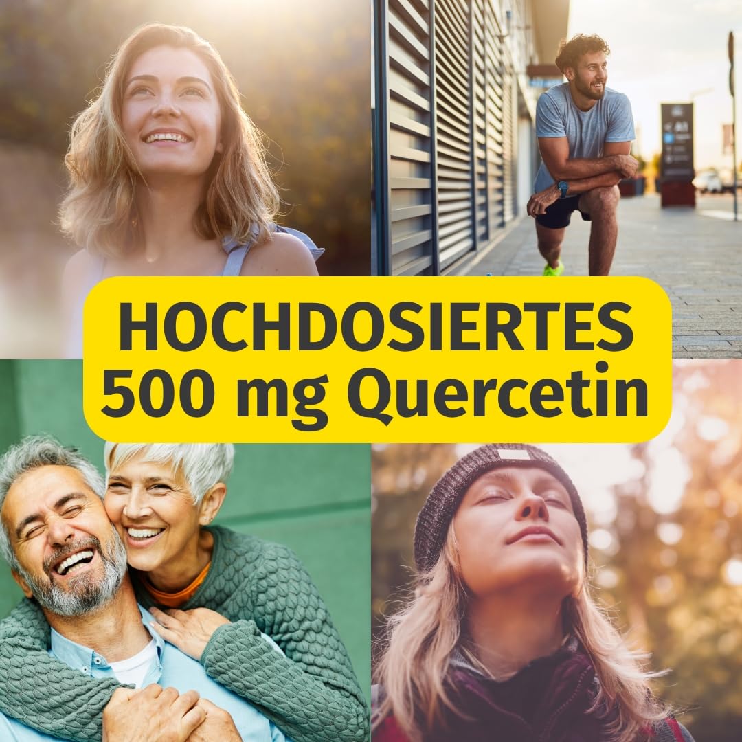 Green Naturals® Quercetin Kapseln – 500 mg Quercetin pro Kapsel – hochrein aus Sophora japonica (Blütenknospen) – vegan & ohne Zusätze – 180 Kapseln für 6 Monate