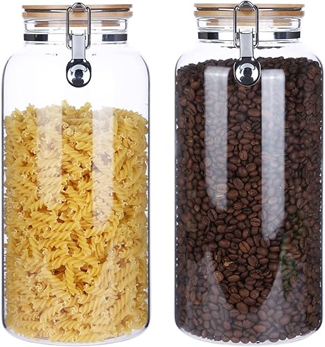 Miniatura 8 de KKC HOME ACCENTS Tarros de galletas de vidrio transparente con tapas herméticas, tarros de galletas herméticos con tapas de abrazadera de bloqueo