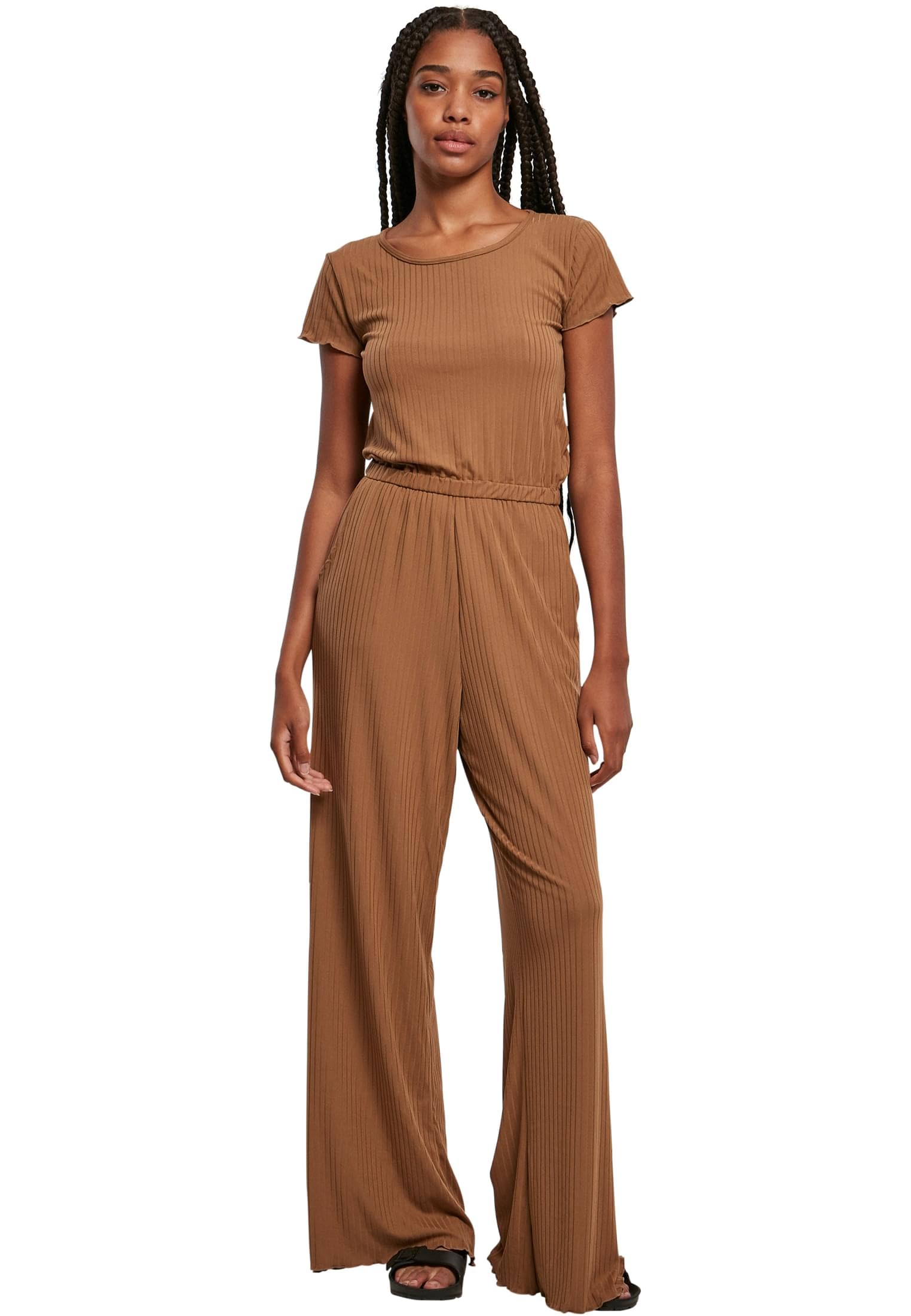 Urban Classics Rib-Wid Leg Jumpsuit – Dark Taupe, Größe S