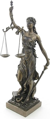 US La Justicia ciego plegado mujeres figura de bronce fundido en frío de 13 pulgadas