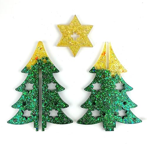 Miniatura 3 de DIYBravo Molde de resina de Navidad 3D para árbol de Navidad, molde de resina de silicona, empalme de árbol de Navidad, resina epoxi UV, molde de