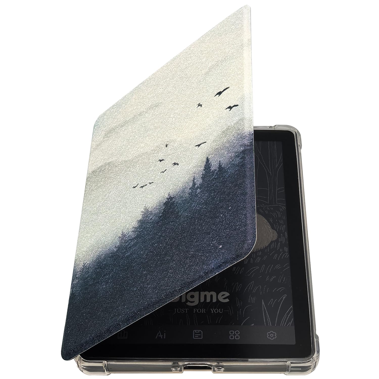 Transparent TPU Back Case for 6'' Bigme B6 Color/Bigme B6 Ultra-Thin Lightweight Enhanced Auto Sleep/Wake Cover with Thickened Corners, Magnetic Closure (Misty Forest) — view 6