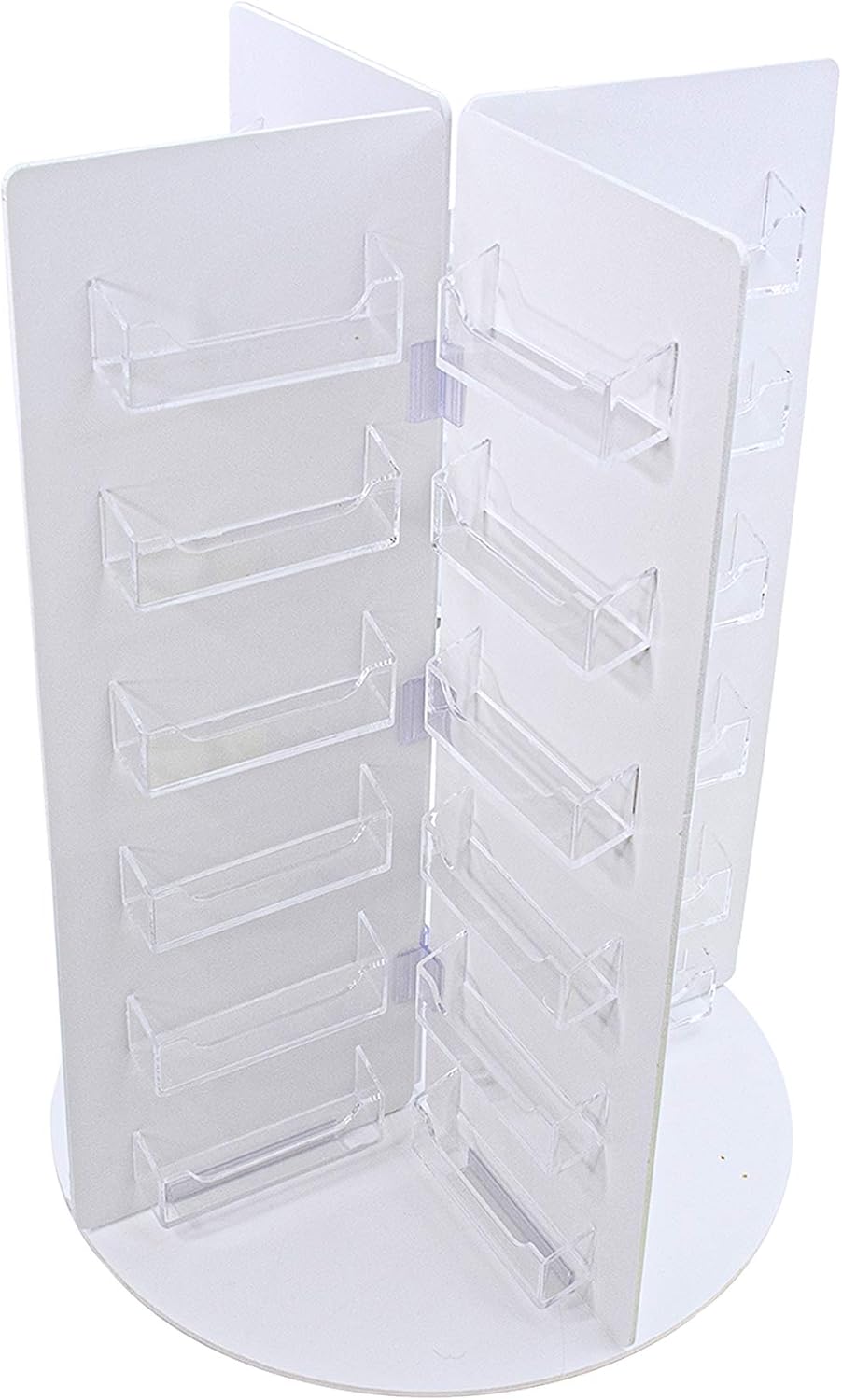 Marketing Holders Spinning Business Card Holder Lightweight Clear Acrylic White PVC Base 48 Slot Desk Display for 3.5 x 2 Appointment Cards in Dental Offices