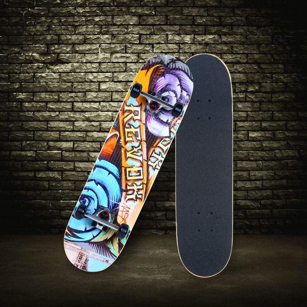 IMITOR Complete Skateboards for Beginners & Pro Standard Skateboard Cruiser 31" x 8" 8 Layer Canadian Maple Wood Double Kick Concave Skate Board for Boys Girls Kids Youths Adults