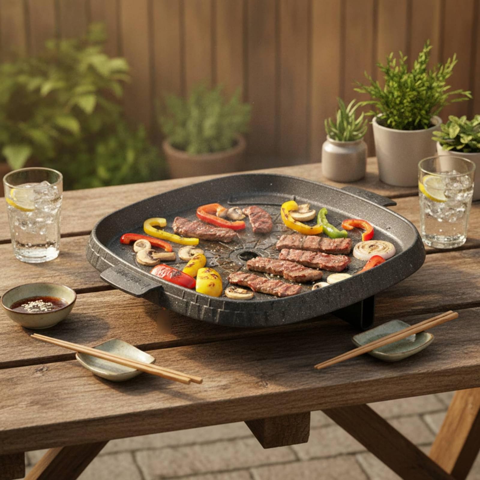 KESOTO Padella Grill Quadrata Antiaderente Padella Griglia Piastra con Rivestimento Resistente a Rilascio Facile E Pulizia Rapida Manici Piccoli