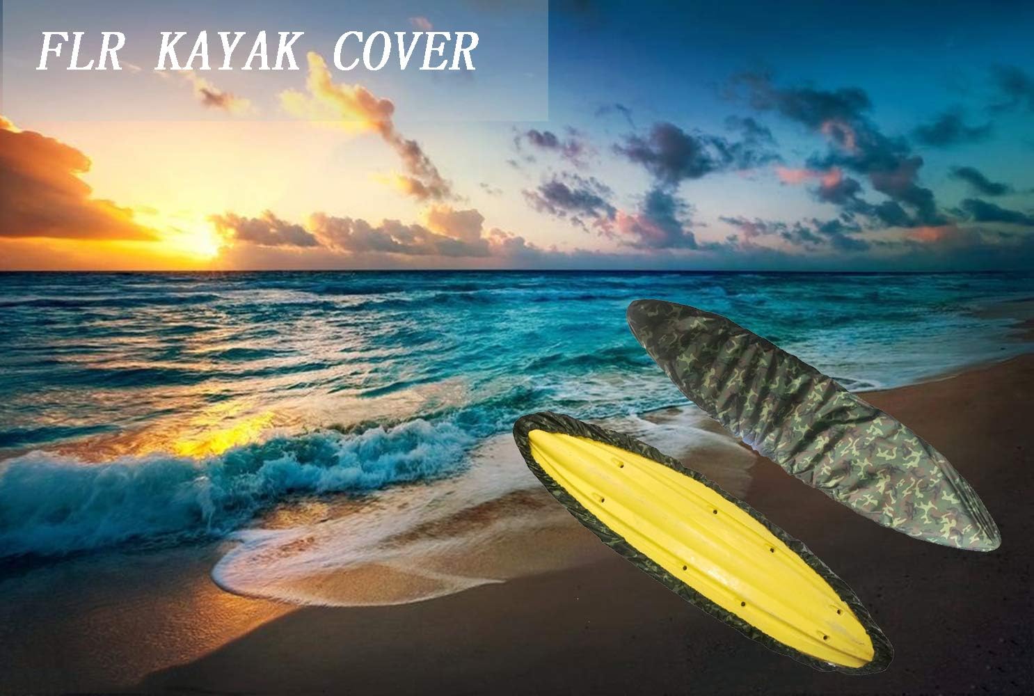 FLR Kayak Cover,Kayak Canoe Dust Cover for Outdoor/Indoor Storage, Waterproof & UV Resistant,Outdoor Fishing Boat Cover (Green Camouflage, 6.8-8.2ft)