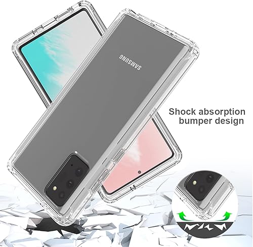 Miniatura 6 de Asuwish Funda de teléfono para Samsung Galaxy Note 20 Glaxay Note20 5G transparente TPU funda celular no amarillenta delgada, híbrida a prueba de