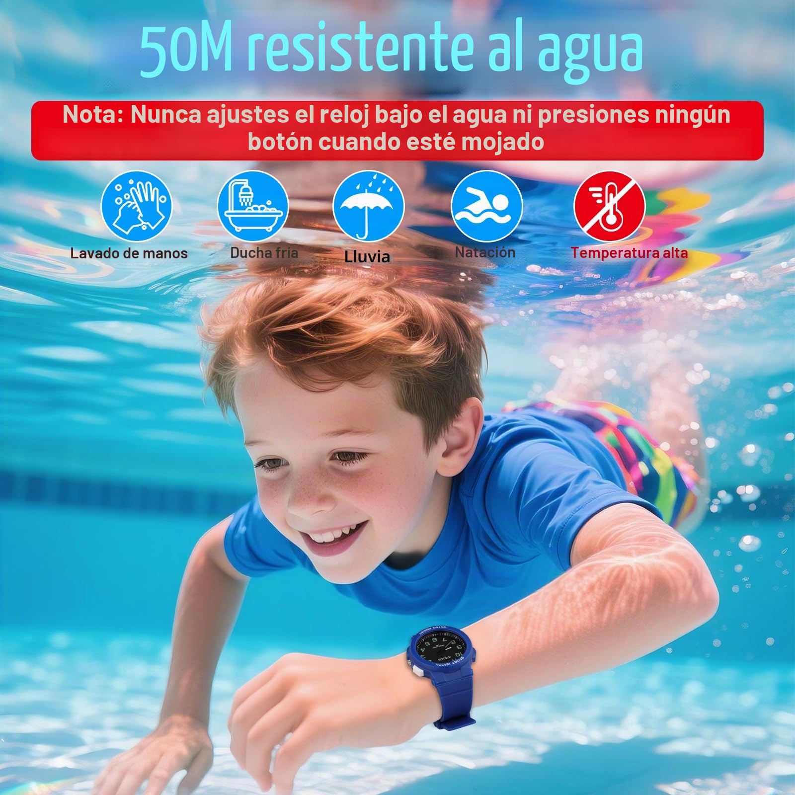 Reloj Analógico Niño Cuarzo Resistente Agua 50M Luz Regalo Niños 4-16 Años