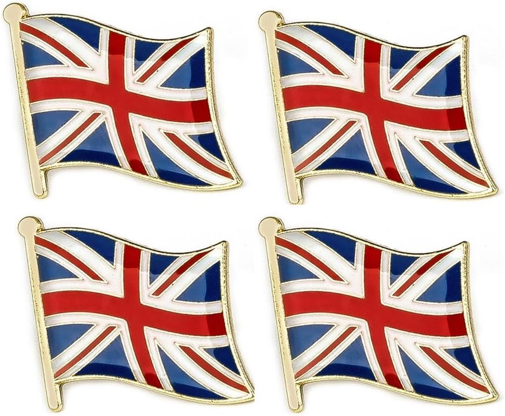 Set of 4 x Union Jack Badge Flag of United Kingdom Pin Badges