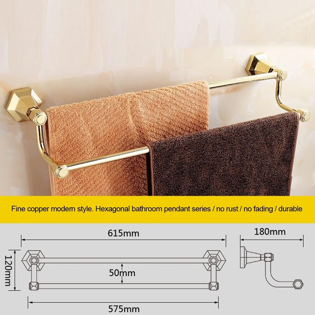 Luxurious Bathroom Shelf Organizer Towel Holder Rack Golden Copper Storage Hardware Pole