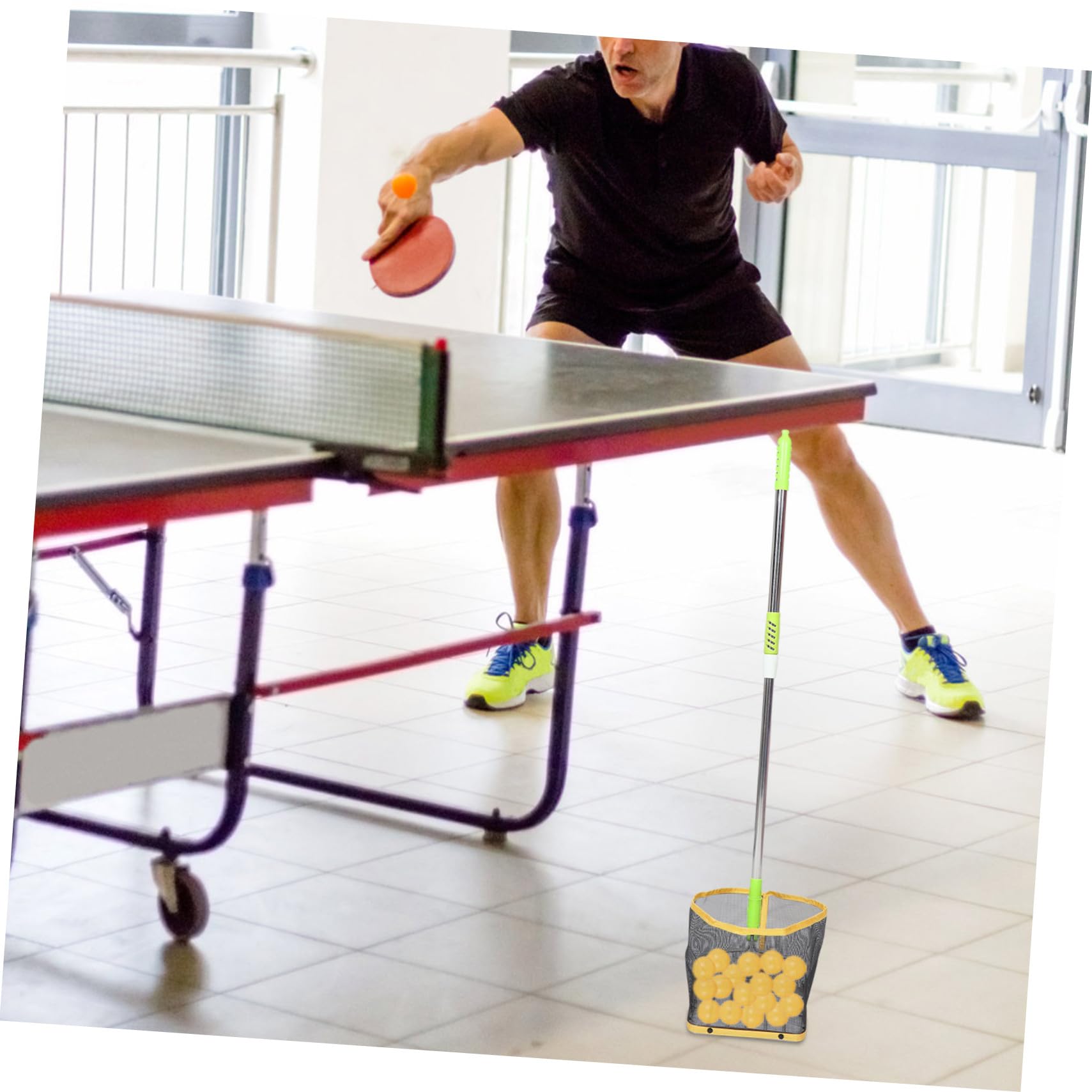 VICASKY Raccoglitore Palline Pong Portatile con Manico Estensibile Dispenser e Rete in e Adatto Giocatori Outdoor e Indoor