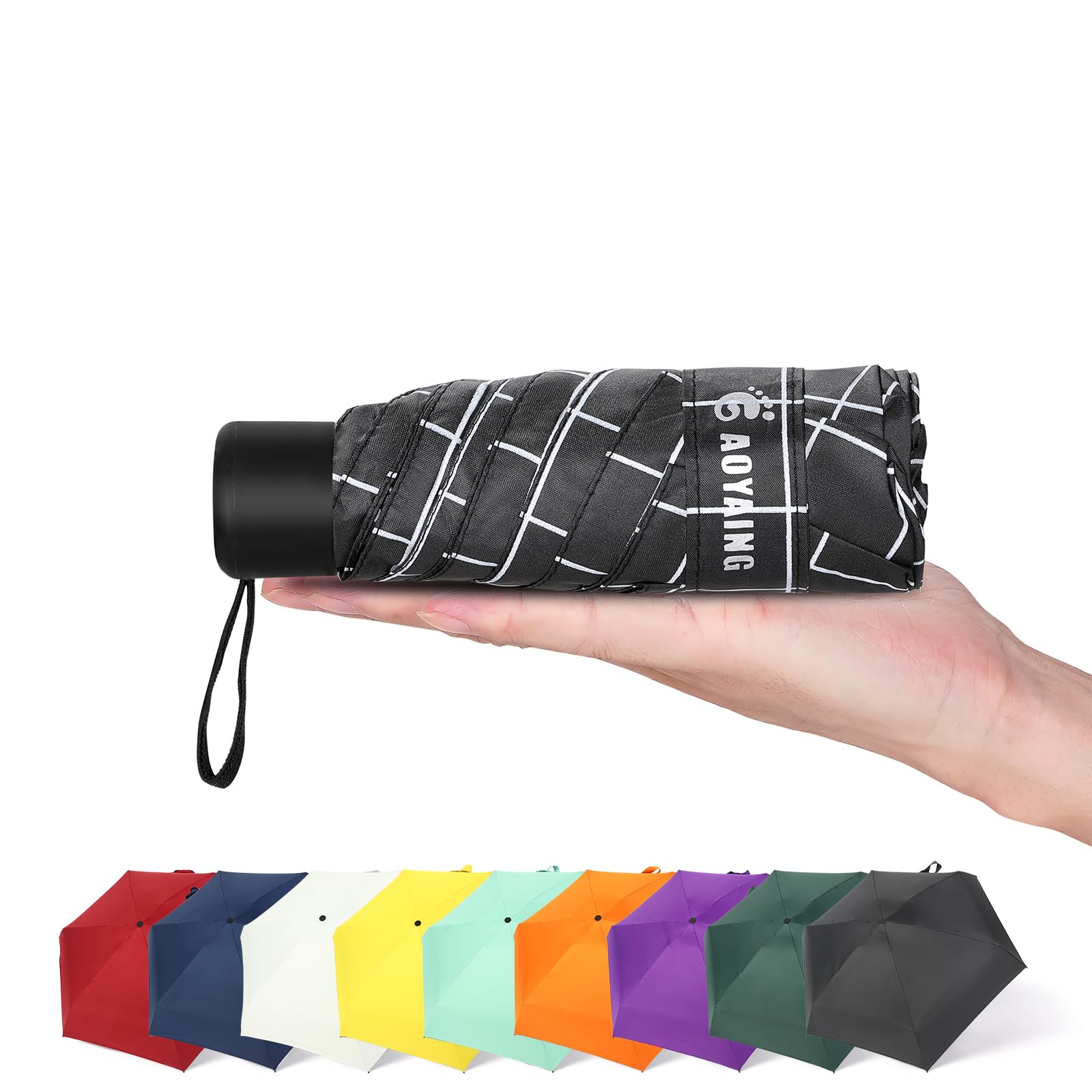Small Mini Umbrella with Case by GAOYAINIG Light Compact Design Perfect for Travel Lightweight Portable Parasol Outdoor Sun&Rain Umbrellas