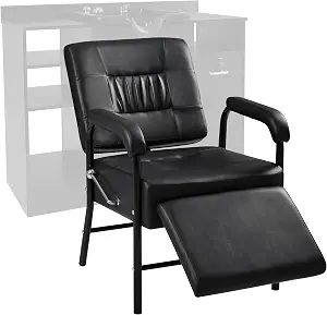 Reclining Shampoo Chair with Footrest for Salon and Home Use, Heavy-Duty SPA Chair with Adjustable Backrest, Black