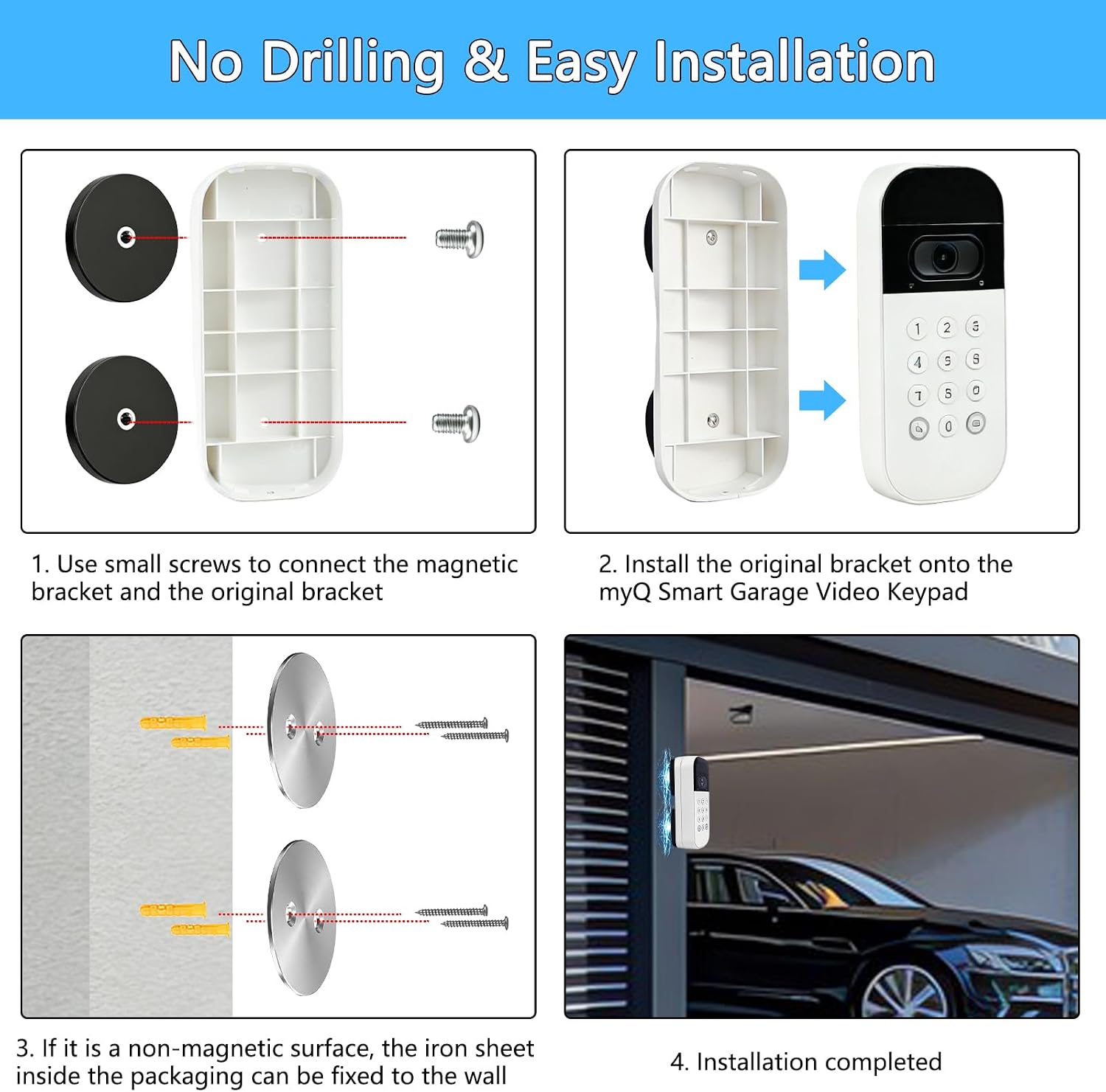 Magnetic Mount Compatible with myQ Smart Garage Video Keypad image 5
