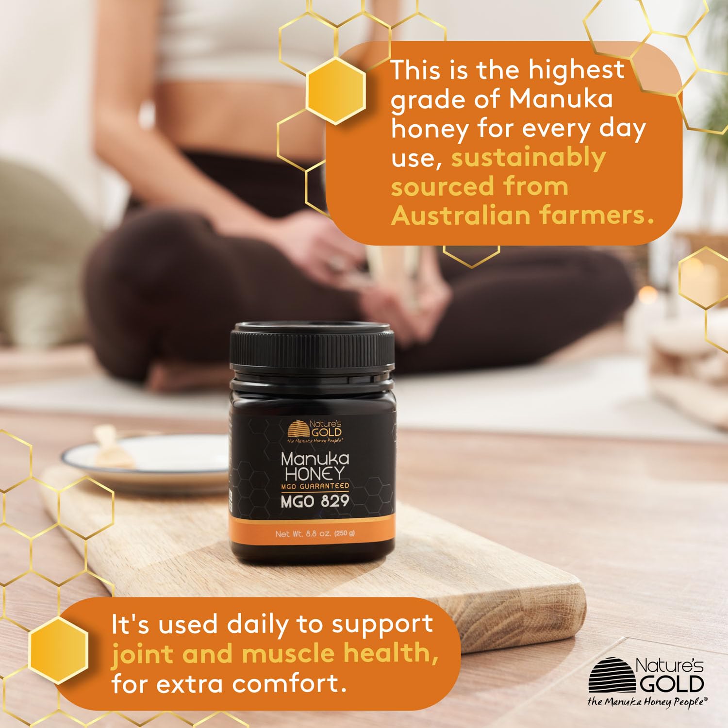 Nature’s Gold Raw Manuka Honey, MGO 829+ | Authentic MGO, Australian Honey, Non-GMO, 100% Pure Genuine Traceable from Hive to Home