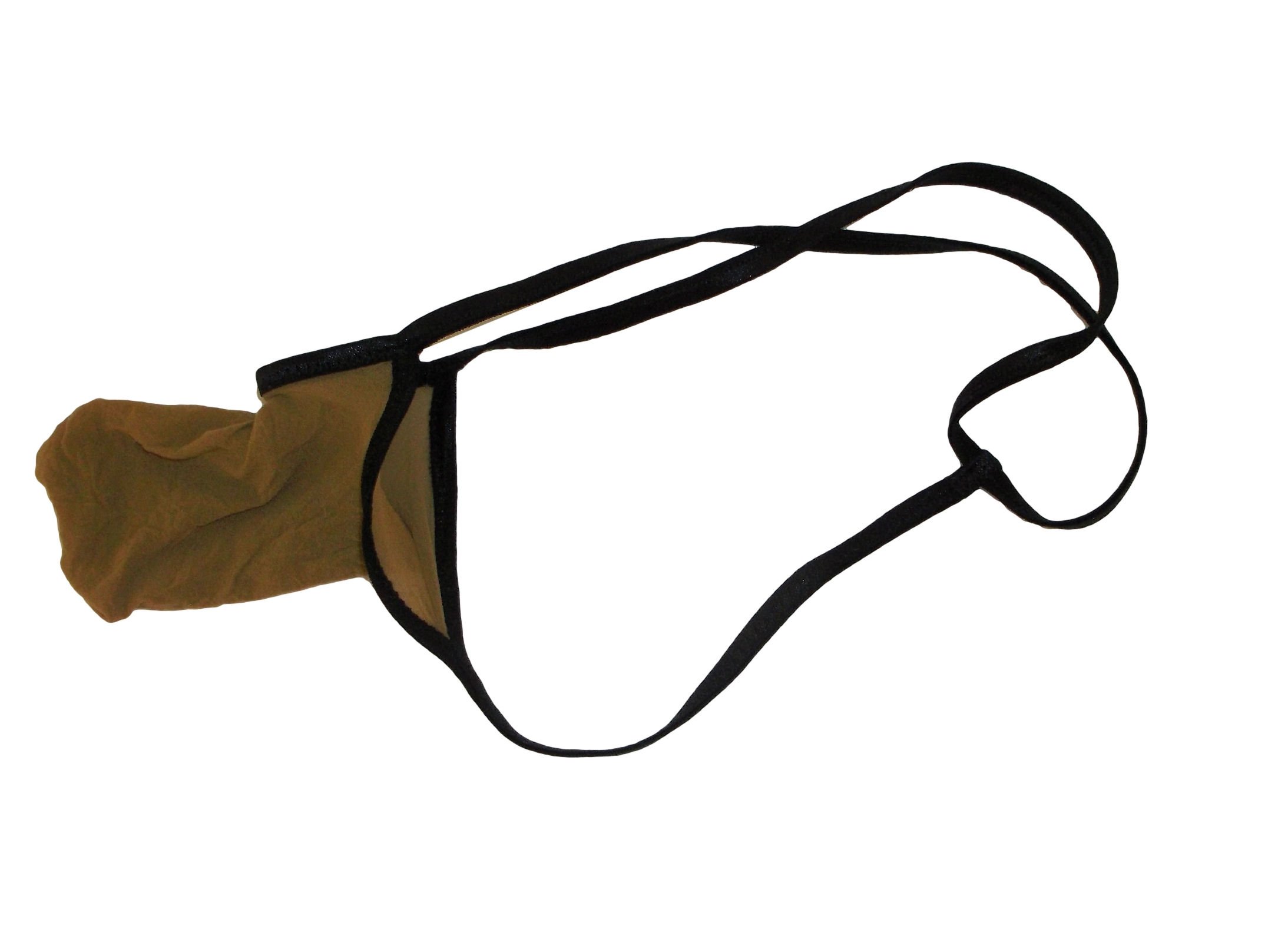 Mens G String Torpedo Missile Thong EXPANDABLE Stretchy Stocking SUN TAN Made in USA