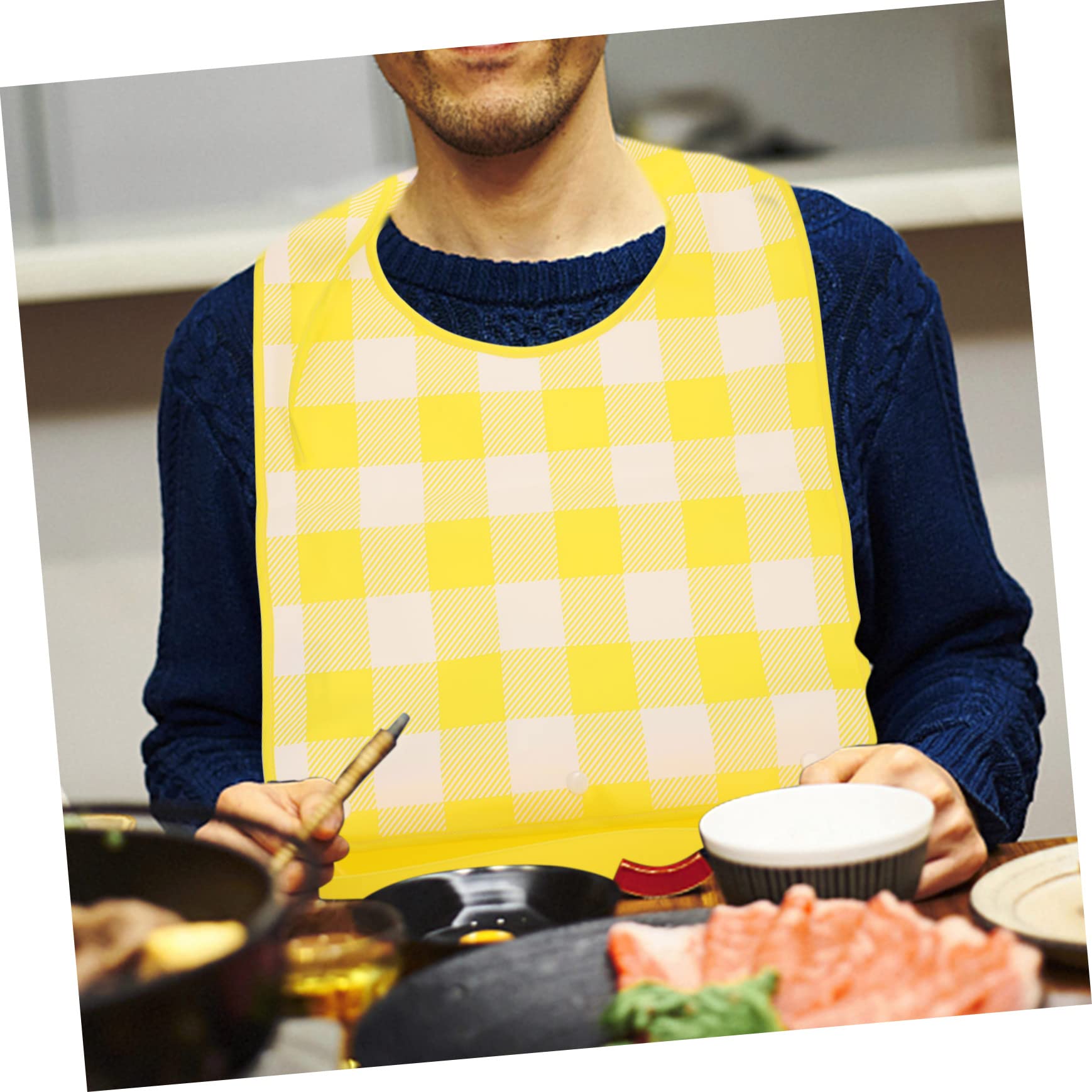 Healeved Babero De Ropa Reutilizable Disfraz De Anciano Para Adulto Bolsillo De Arroz Para Adultos Delantal Para Comer Suministros De Alimentación Para Adultos Yellow Eva