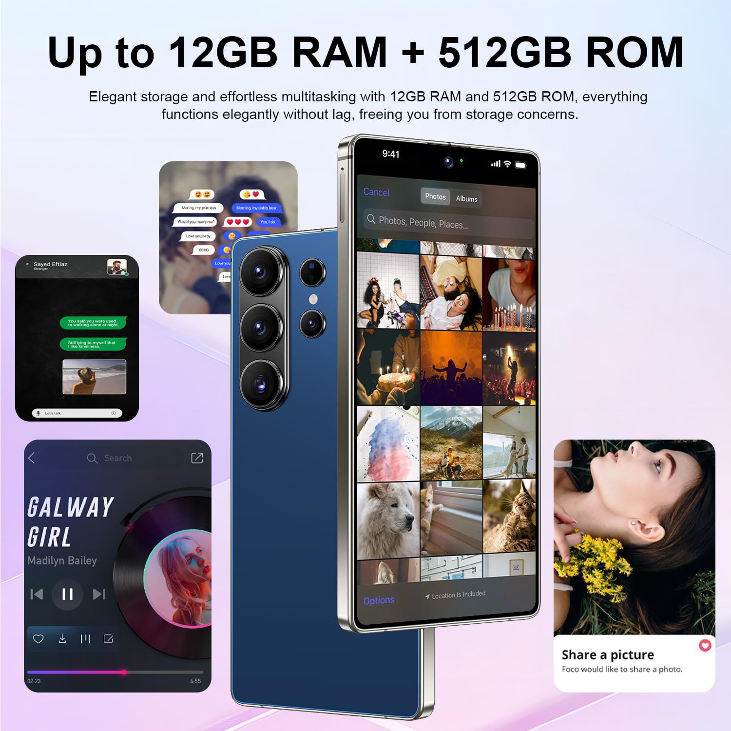 I26 Ultra Business 5G Smartphone, Dual SIM, 12GB+512GB, Snapdragon 8 Gen 4, 6.99" Screen, 7000mAh, Android 15, Stylus Pen & Face Unlock (Dark Blue) — view 7