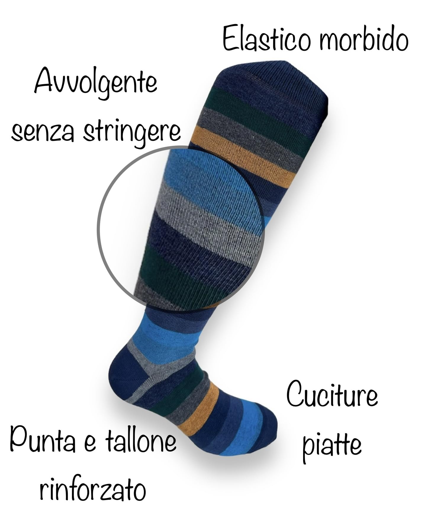 Lucchetti Socks Milano Lot de 6 Paires de Chaussettes Longues Chaudes en Coton pour Homme à Pois Colorés Tendance à Motifs Mode Made in Italy