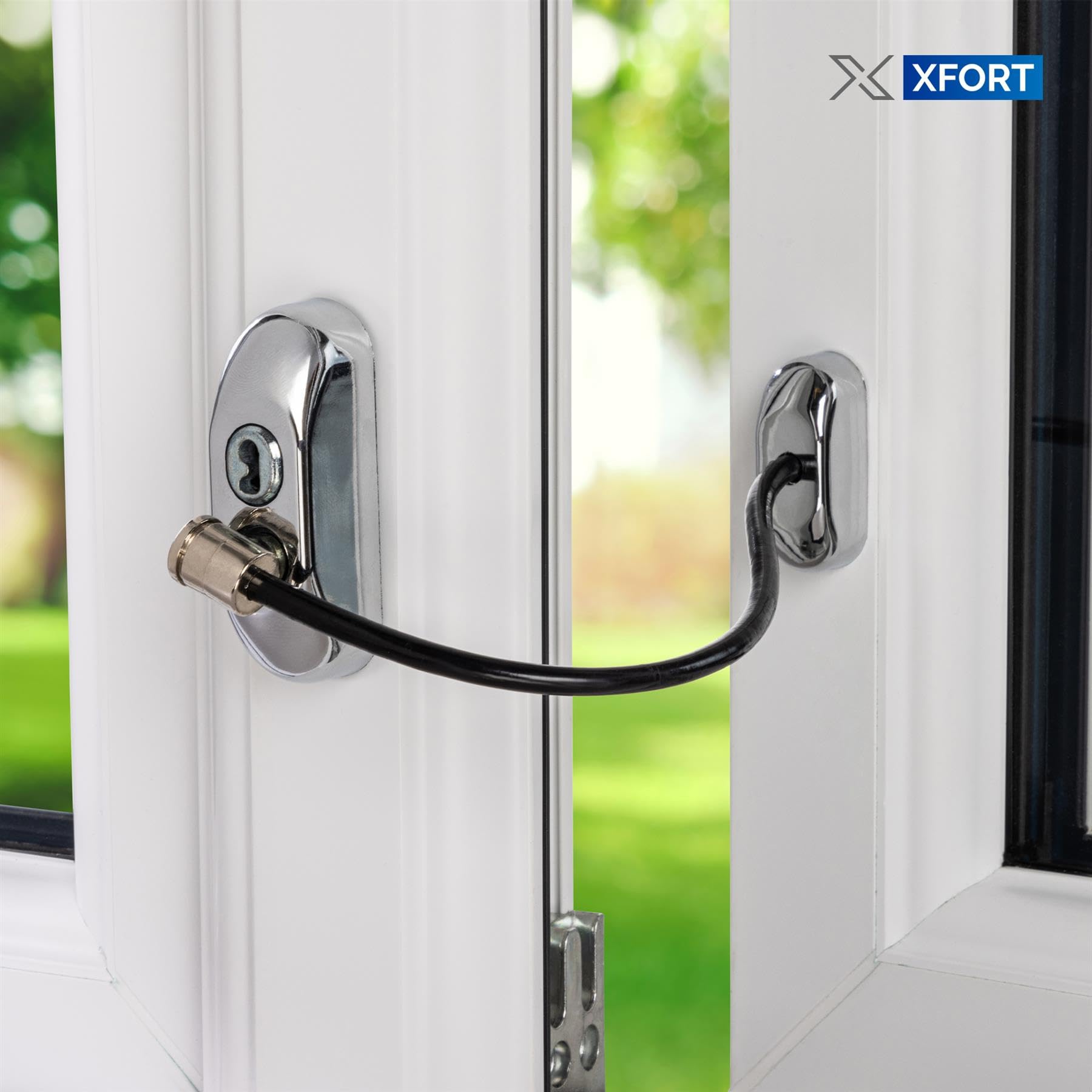 XFORT 4 Pack Viper Key Locking Cable Window Restrictor in Polished Chrome - Image 2