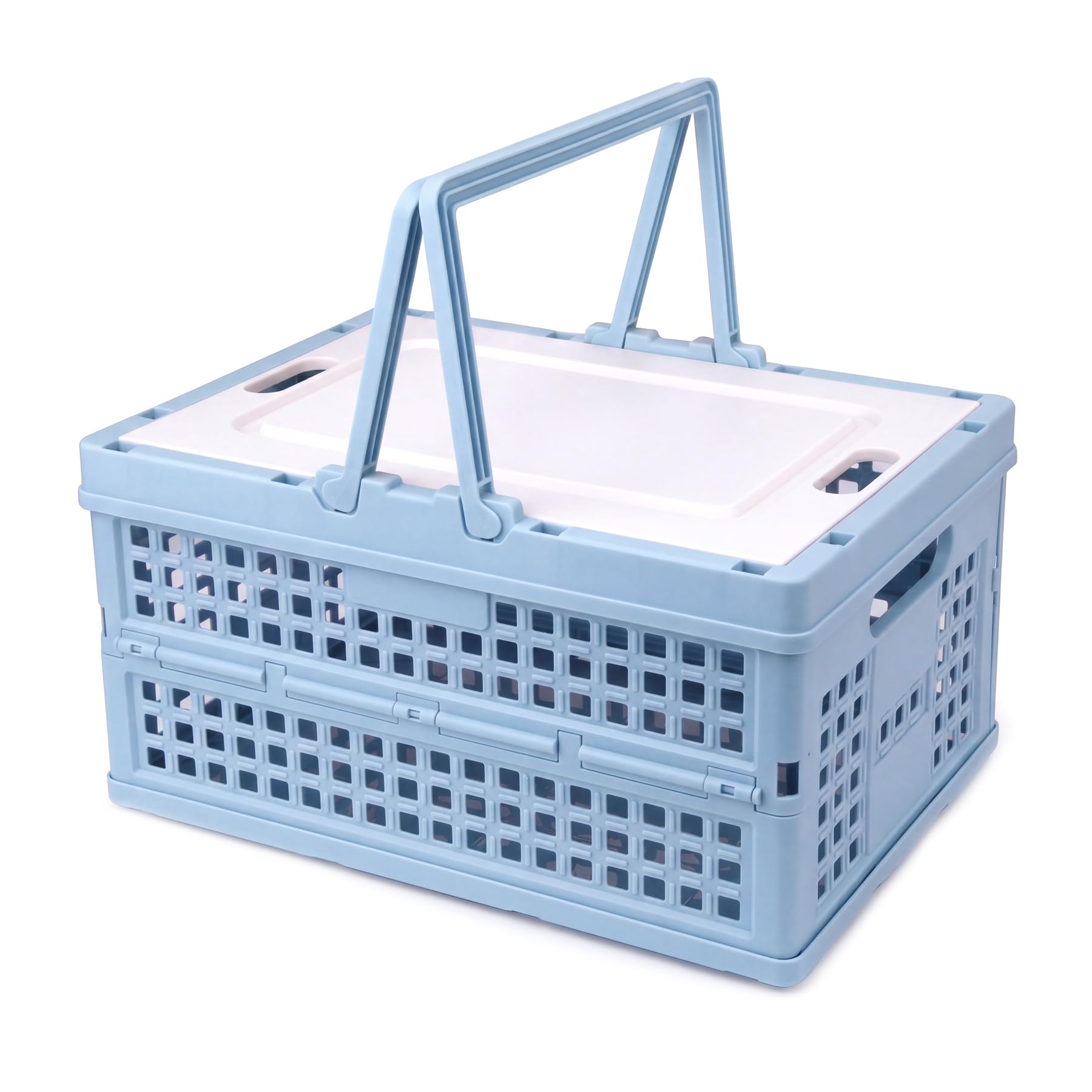 Vivikivi Collapsible Storage Crate,Plastic Storage Box, Blue-Hollow โ image 1