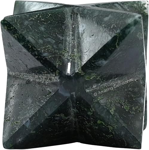 Miniatura 148 de Amazing Gemstone Larvikite Merkaba Crystal – Estrella de Merkaba metafísica de 1 pulgada para meditación – Cristal tetraedro energético y piedras